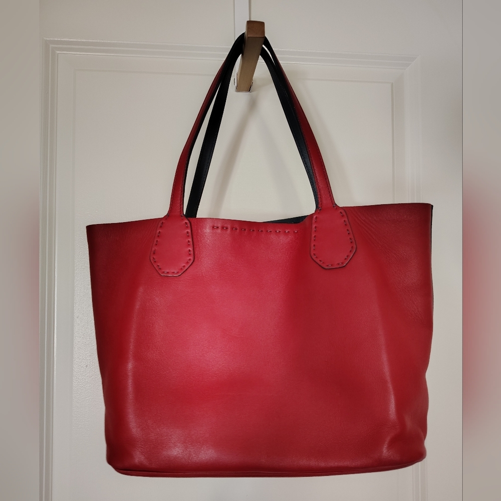 Red Leather Tote Bag
